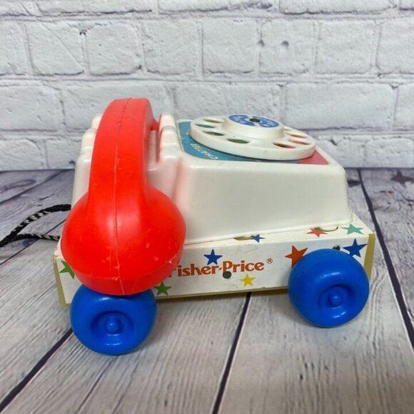 Vintage Fisher Price Pull Toy 1985 Chatter Phone 747 Telephone Moving Eyes Works - Picture 4 of 8
